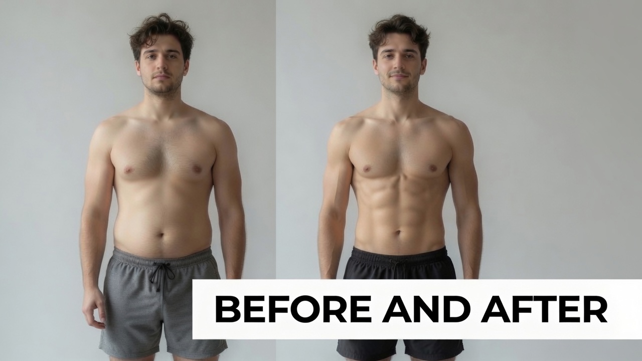 Before and after body transformation comparison