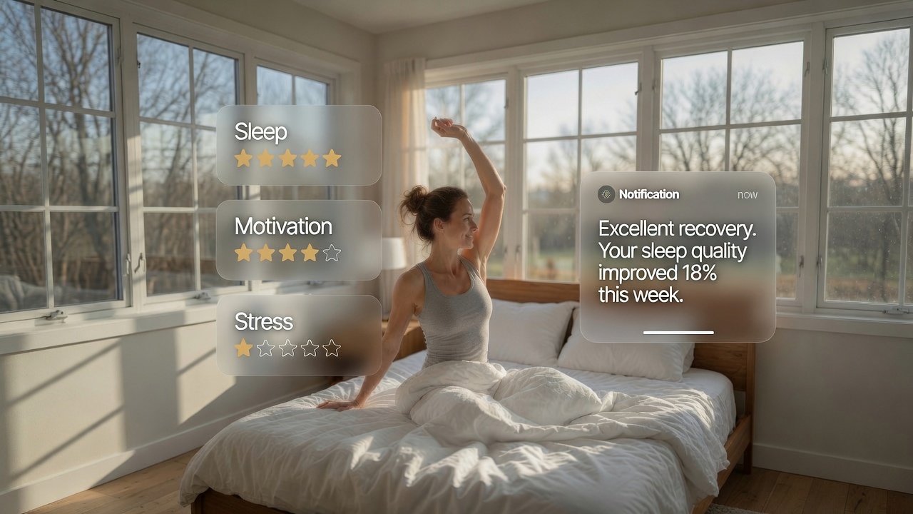 Person resting and prioritizing sleep recovery tracked in Shape Journey
